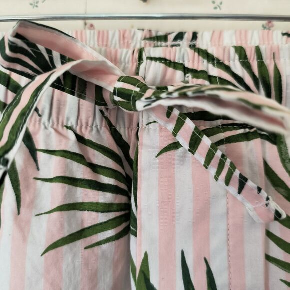 Lands End Pajama Pants XL Pink Stripes Palms Tropical Cotton Drawstring Pockets - Picture 5 of 9